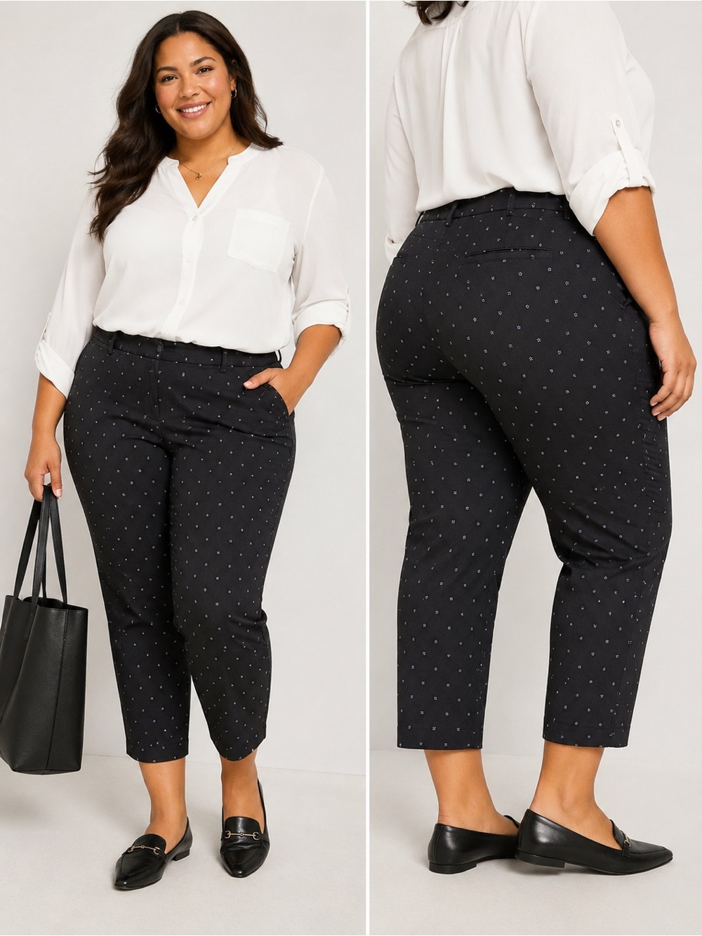 Lane Bryant 4-Season Slim Capri Pants 24 Black Floral Mid Rise Cropped NWT H79